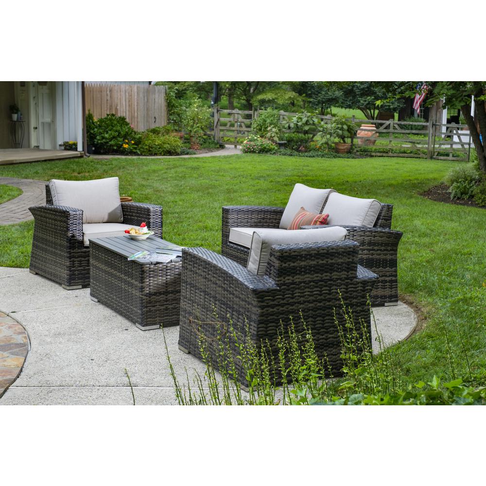 Baily All Weather Wicker 4 Piece Love Seat Set with Sunbrella Cushions