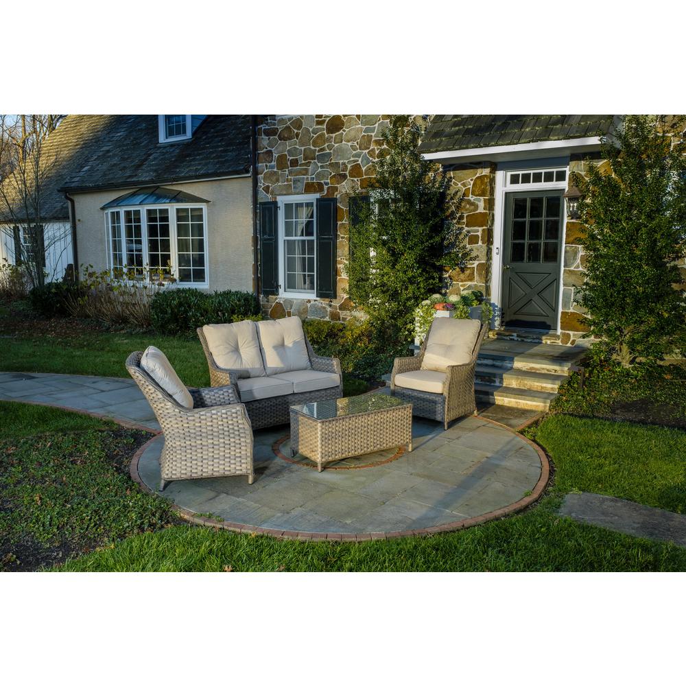 Rockhill All Weather Wicker 4 Piece Seating Group with Sunbrella Cushions