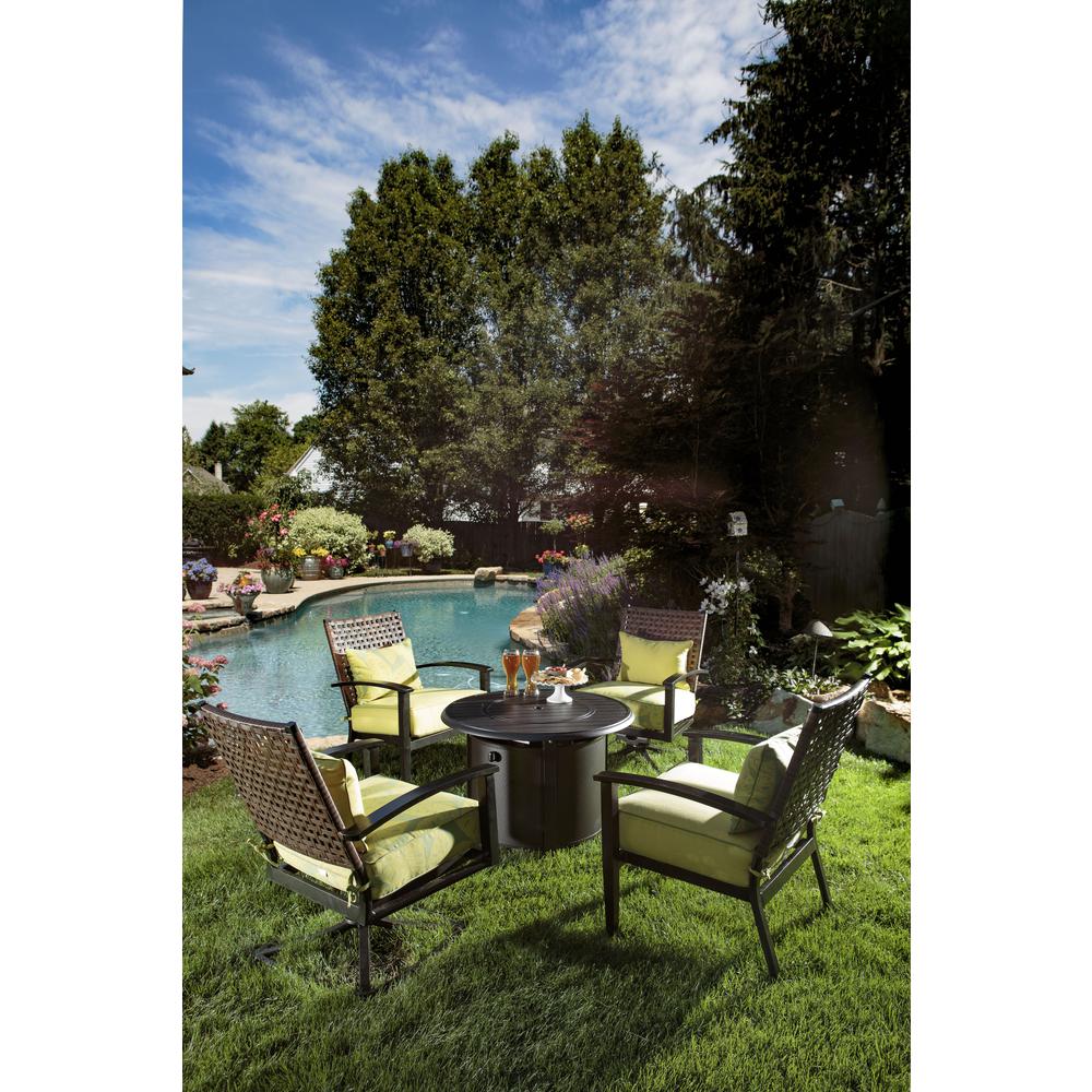 Bay Ridge 36″ Round Gas Fire Pit/Chat Table with Glacier Ice Firebeads