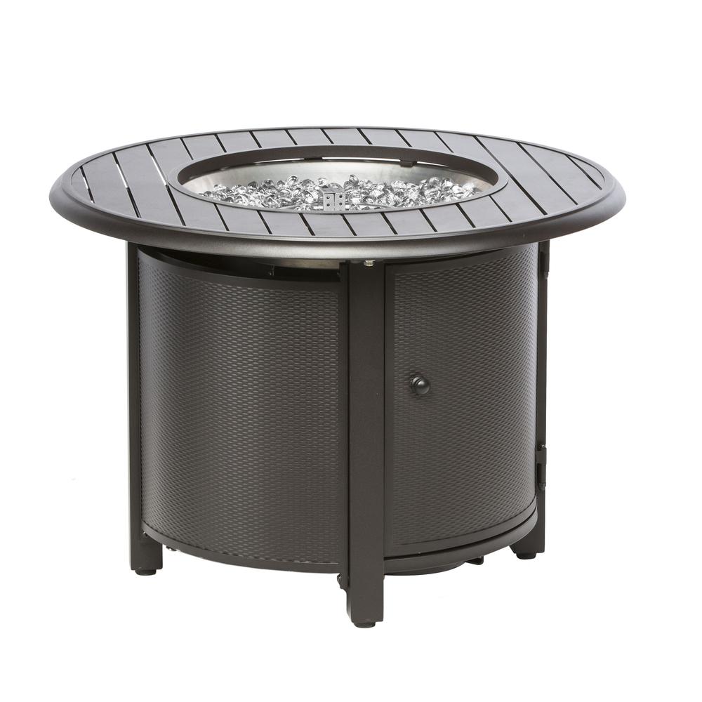 Bay Ridge 36″ Round Gas Fire Pit/Chat Table with Glacier Ice Firebeads
