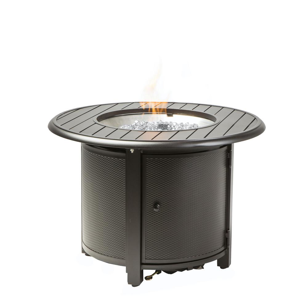 Bay Ridge 36″ Round Gas Fire Pit/Chat Table with Glacier Ice Firebeads