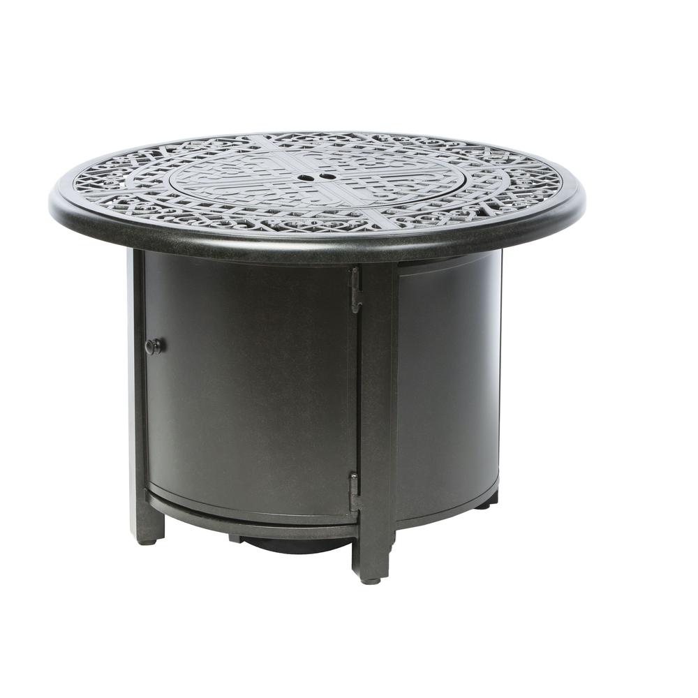 Kinsale 36″ Round Gas Fire Pit/Chat Table with Glacier Ice Firebeads