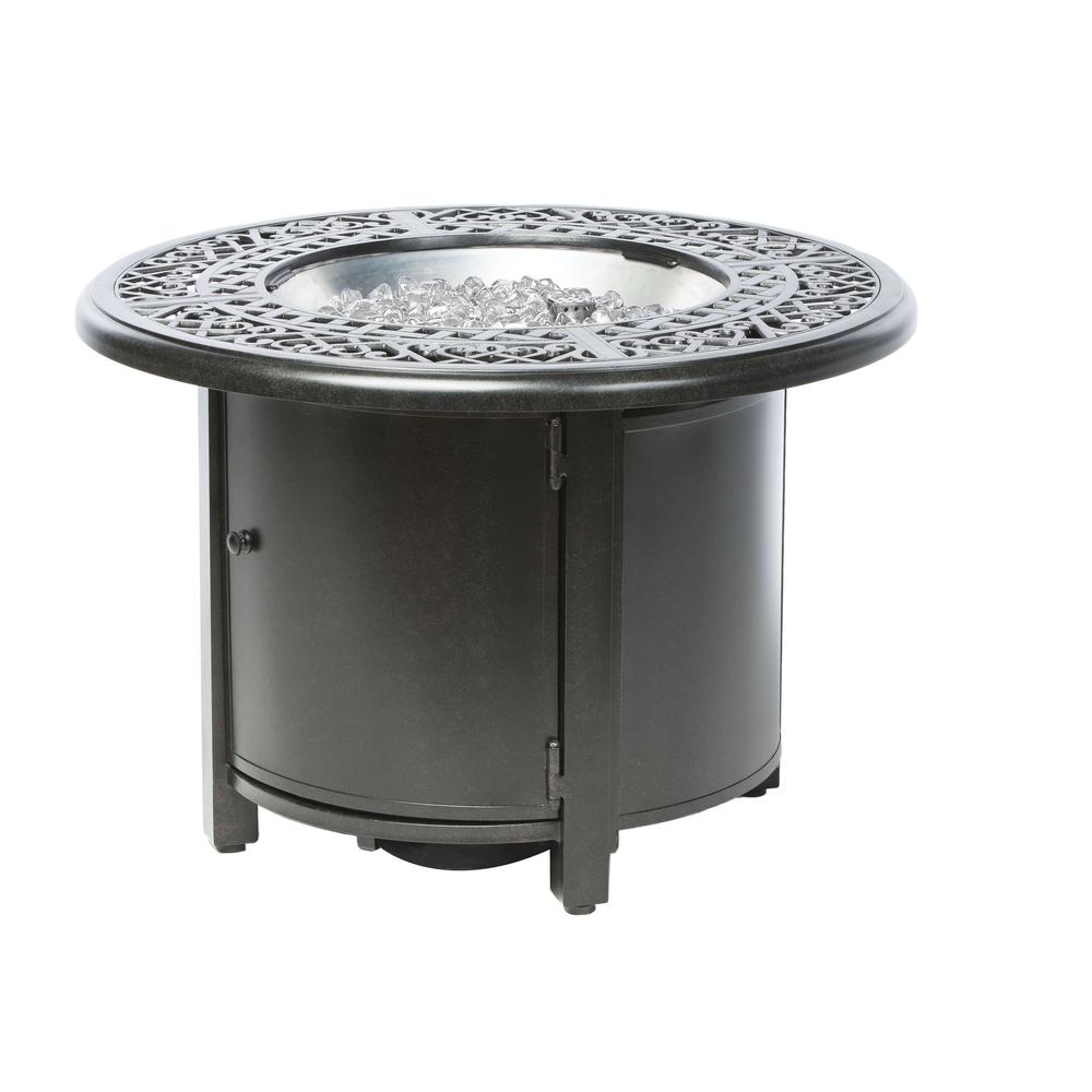 Kinsale 36″ Round Gas Fire Pit/Chat Table with Glacier Ice Firebeads