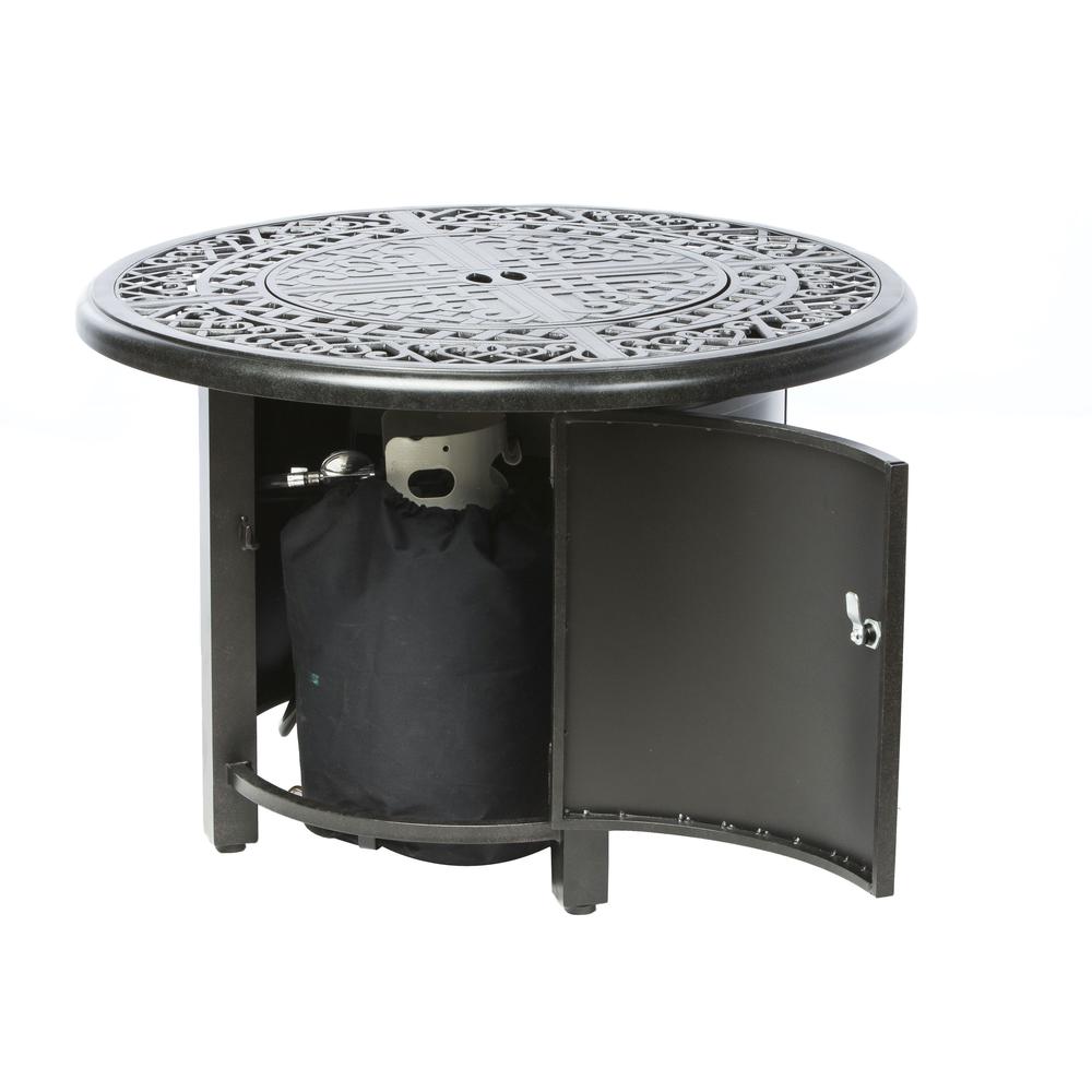 Kinsale 36″ Round Gas Fire Pit/Chat Table with Glacier Ice Firebeads