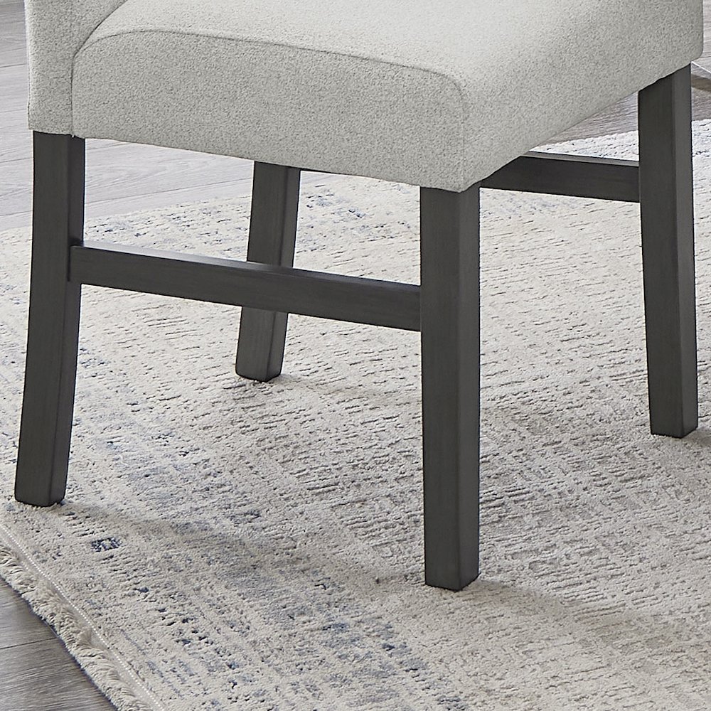 Selena Set of 2 Light Gray Fabric Parsons Dining Side Chairs with Gray Wood Legs