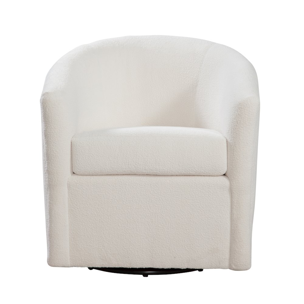 Odessa Barrel Style Swivel Accent chair in Ivory Performance Fabric