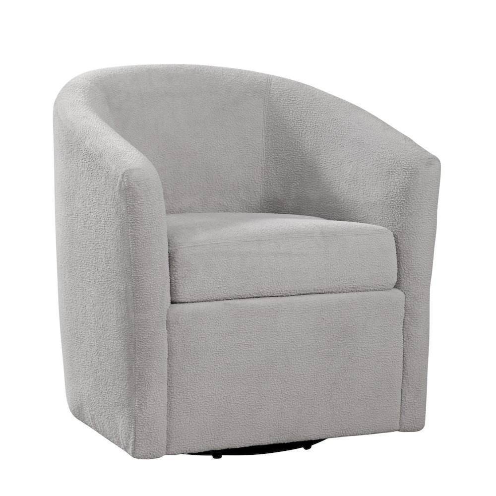 Odessa Barrel Style Swivel Accent chair in Light Gray Performance Fabric