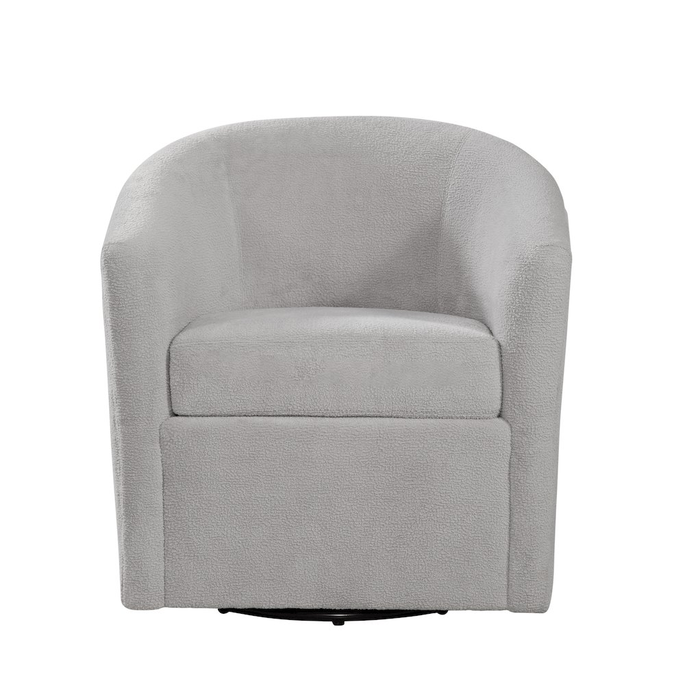 Odessa Barrel Style Swivel Accent chair in Light Gray Performance Fabric