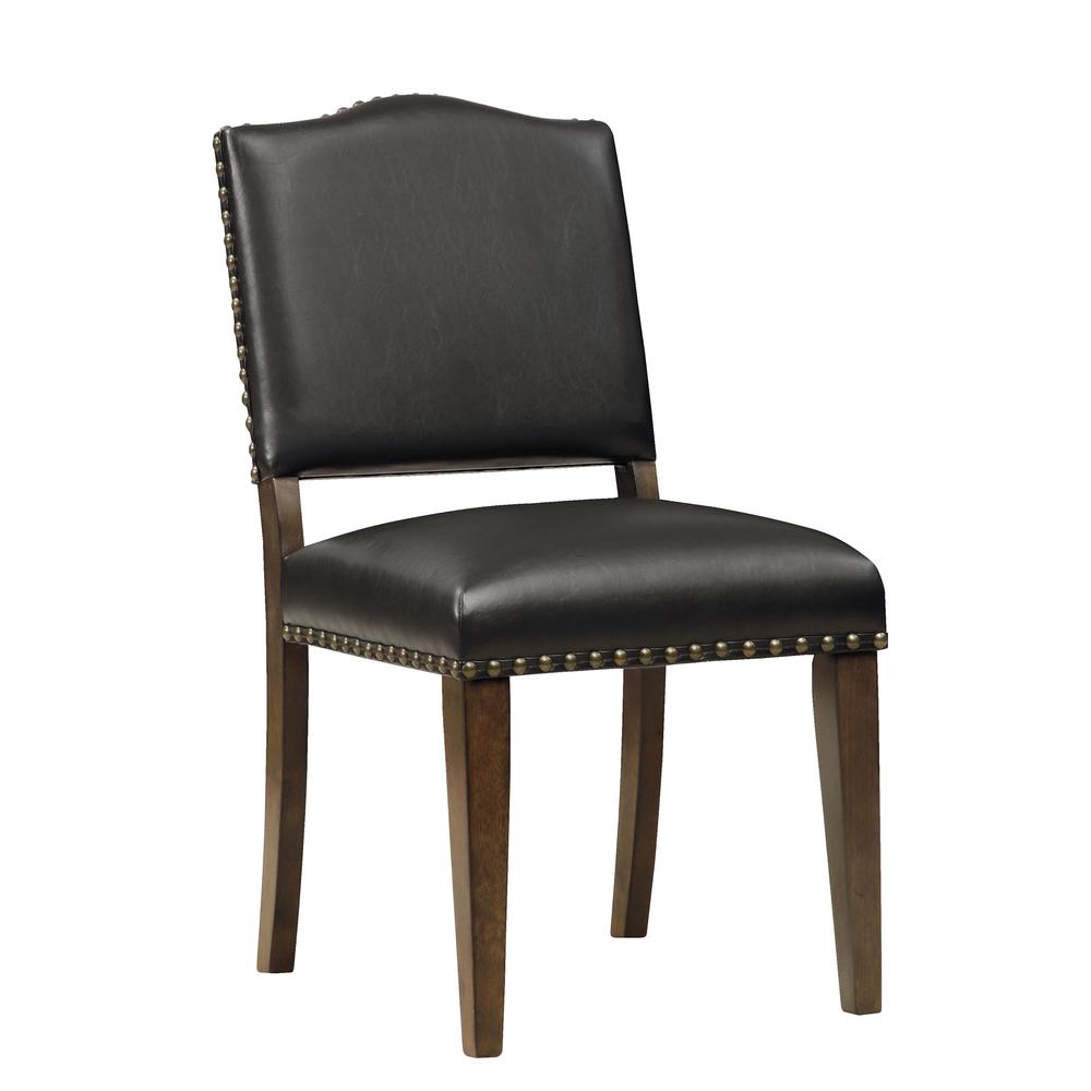 Denver Brown Faux Leather Dining Chair with Nail Heads – Set of 2