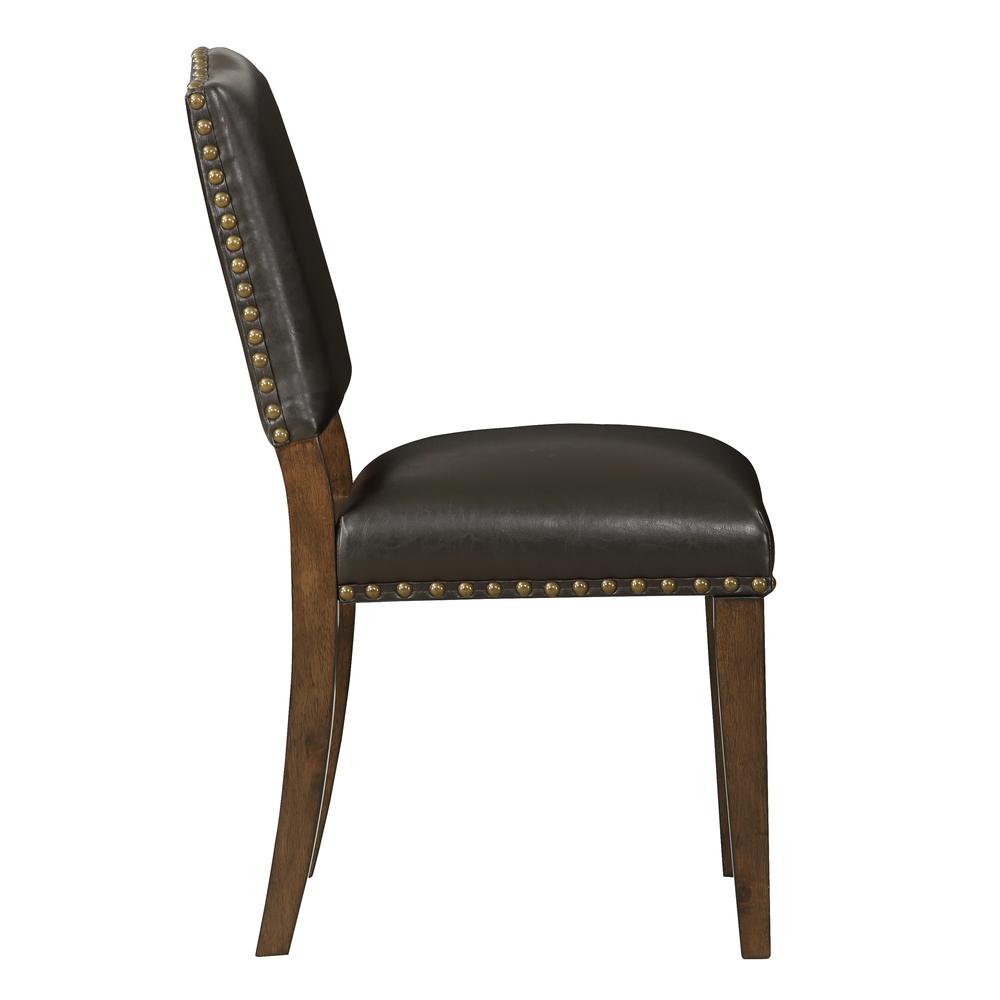 Denver Brown Faux Leather Dining Chair with Nail Heads – Set of 2