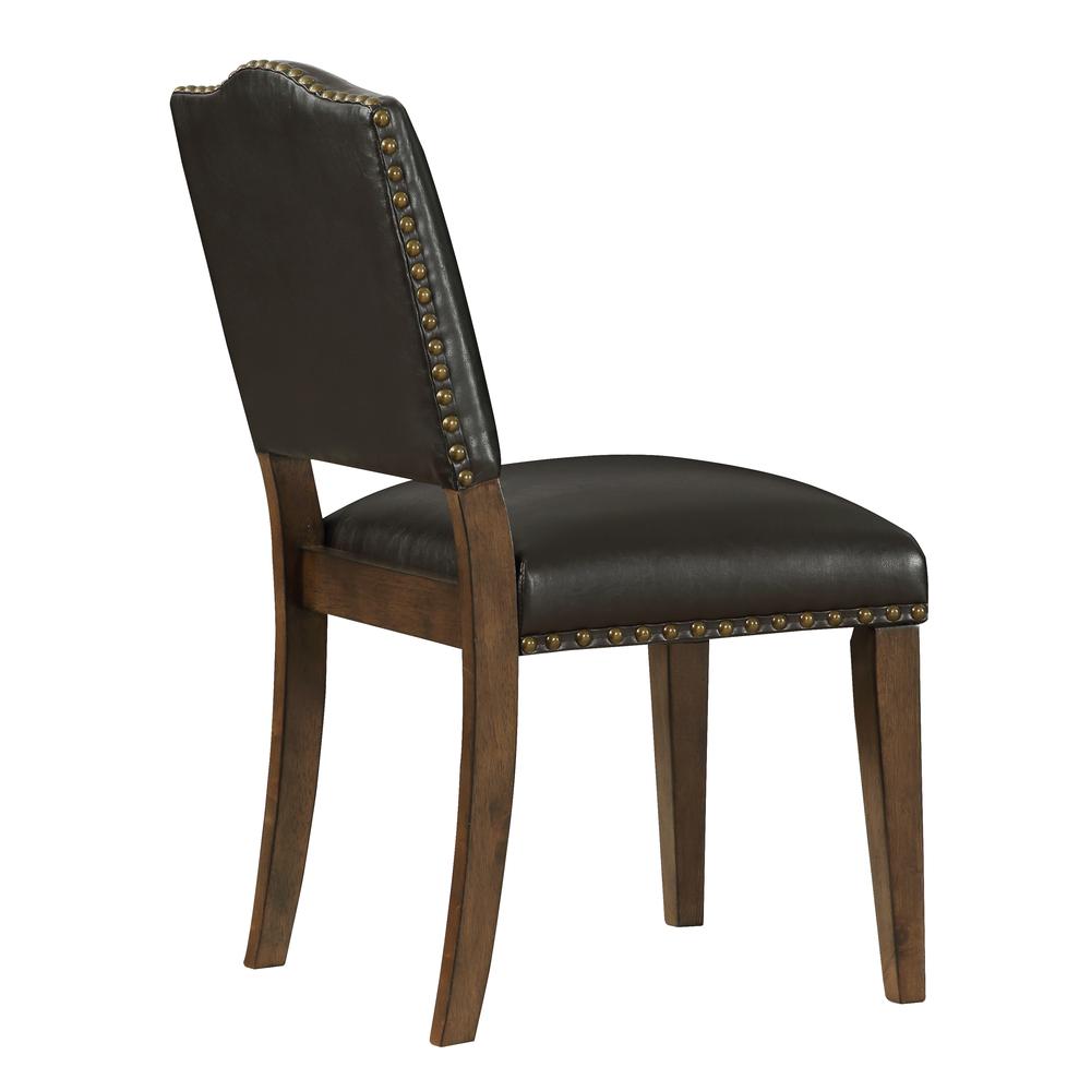 Denver Brown Faux Leather Dining Chair with Nail Heads – Set of 2