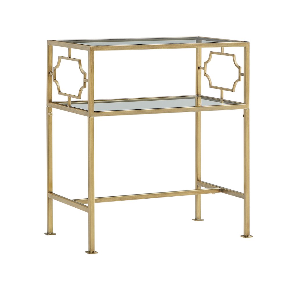 Gretna Rectangular Antique Gold Metal and Glass Accent Table