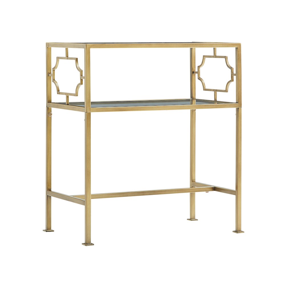 Gretna Rectangular Antique Gold Metal and Glass Accent Table
