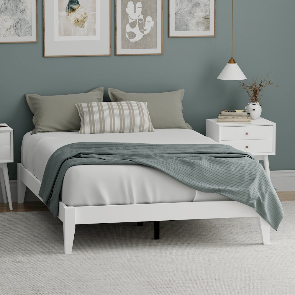 Serene Farmhouse Style Full Wood Bed Frame – White