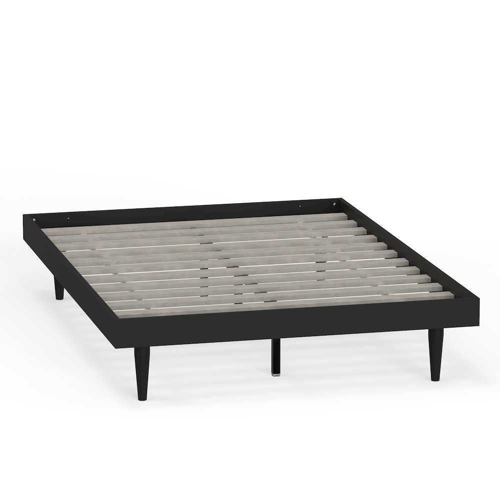 Sachse Full Solid Wood Platform Bed Frame Black