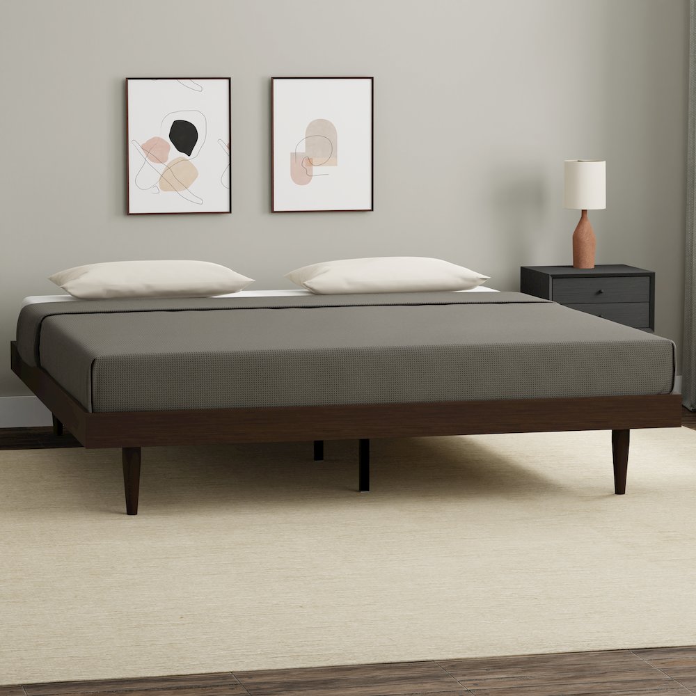 Sachse King Solid Wood Platform Bed Frame Walnut