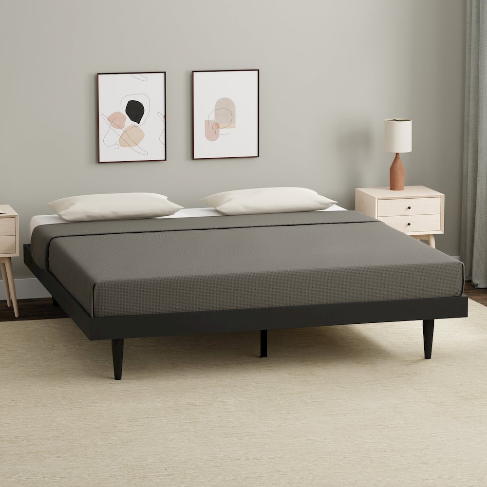 Sachse King Solid Wood Platform Bed Frame Black