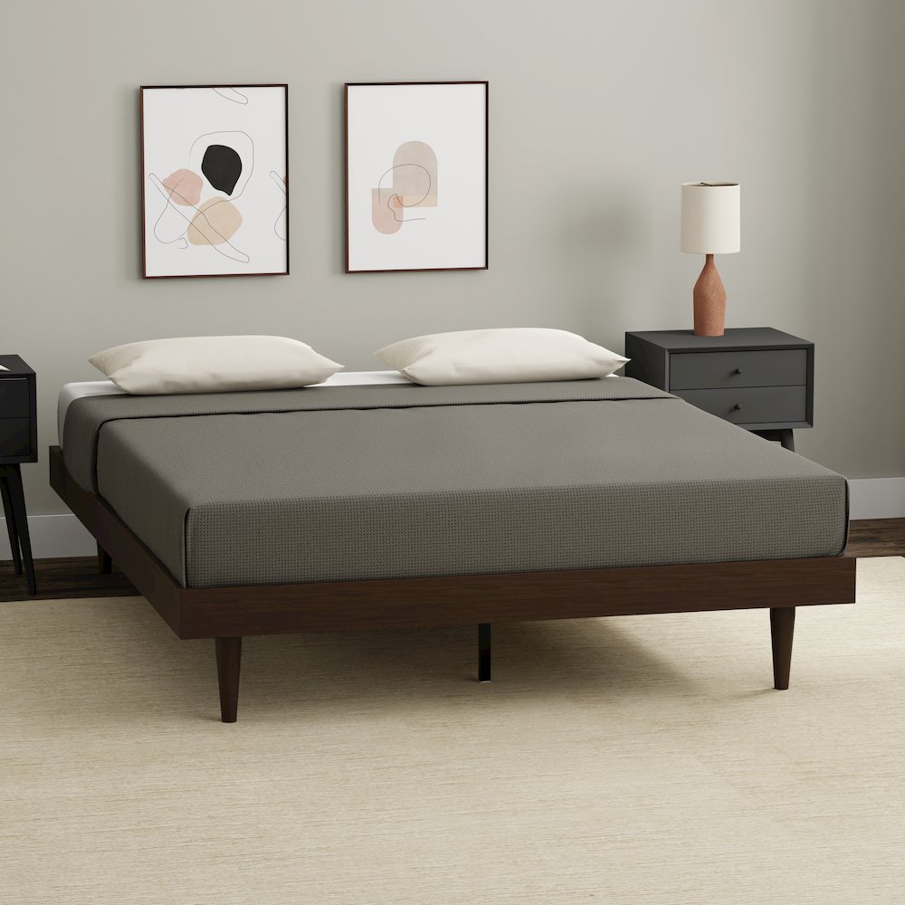Sachse Queen Solid Wood Platform Bed Frame Walnut