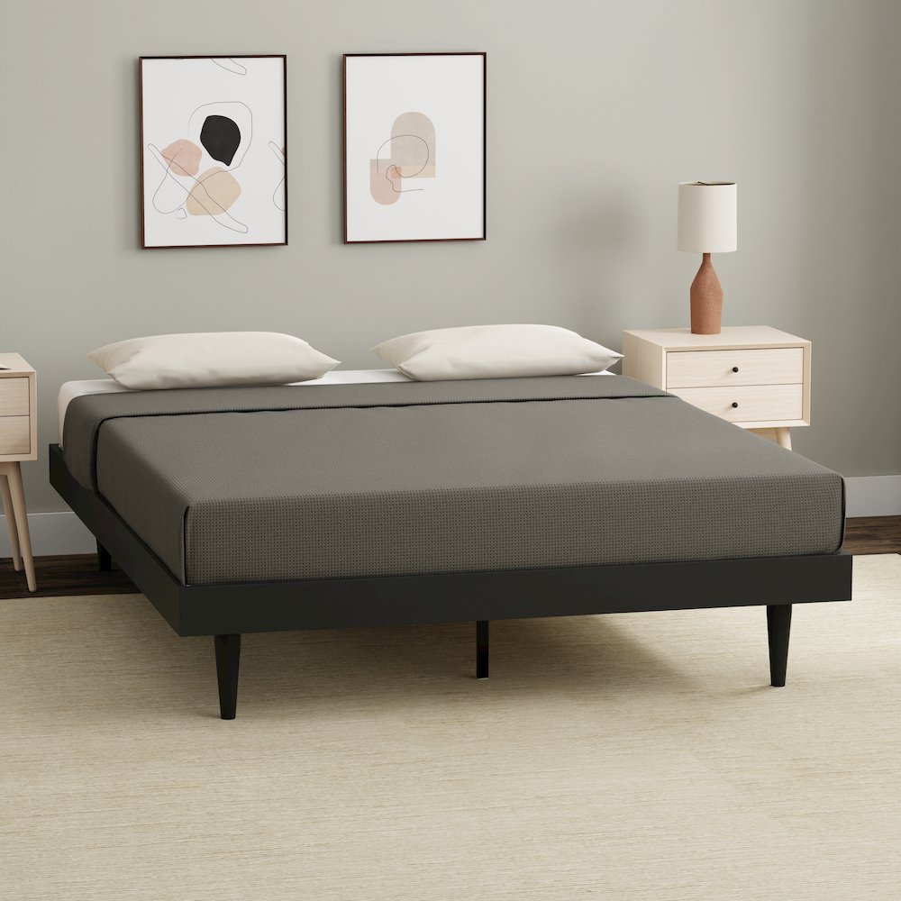 Sachse Queen Solid Wood Platform Bed Frame Black