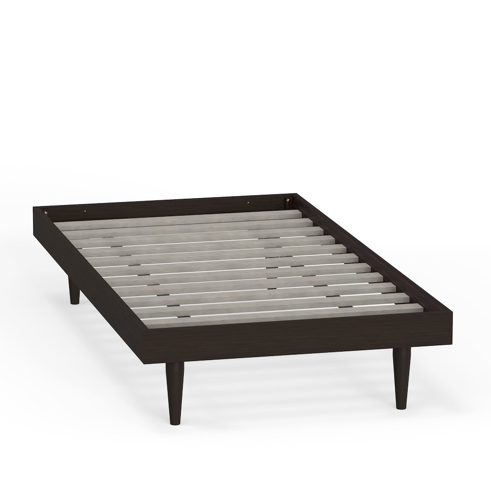 Sachse Twin Solid Wood Platform Bed Frame Walnut