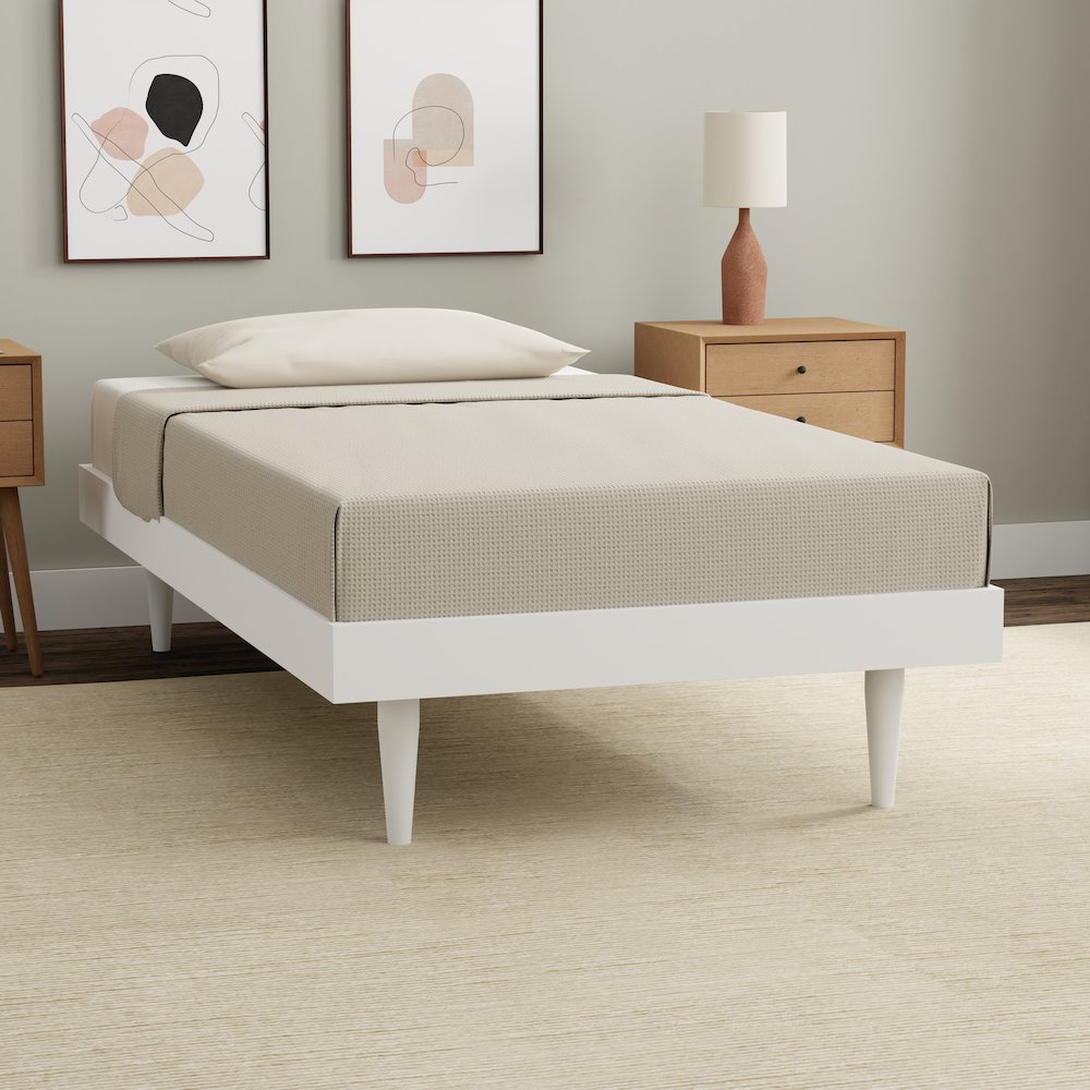 Sachse Twin Solid Wood Platform Bed Frame White