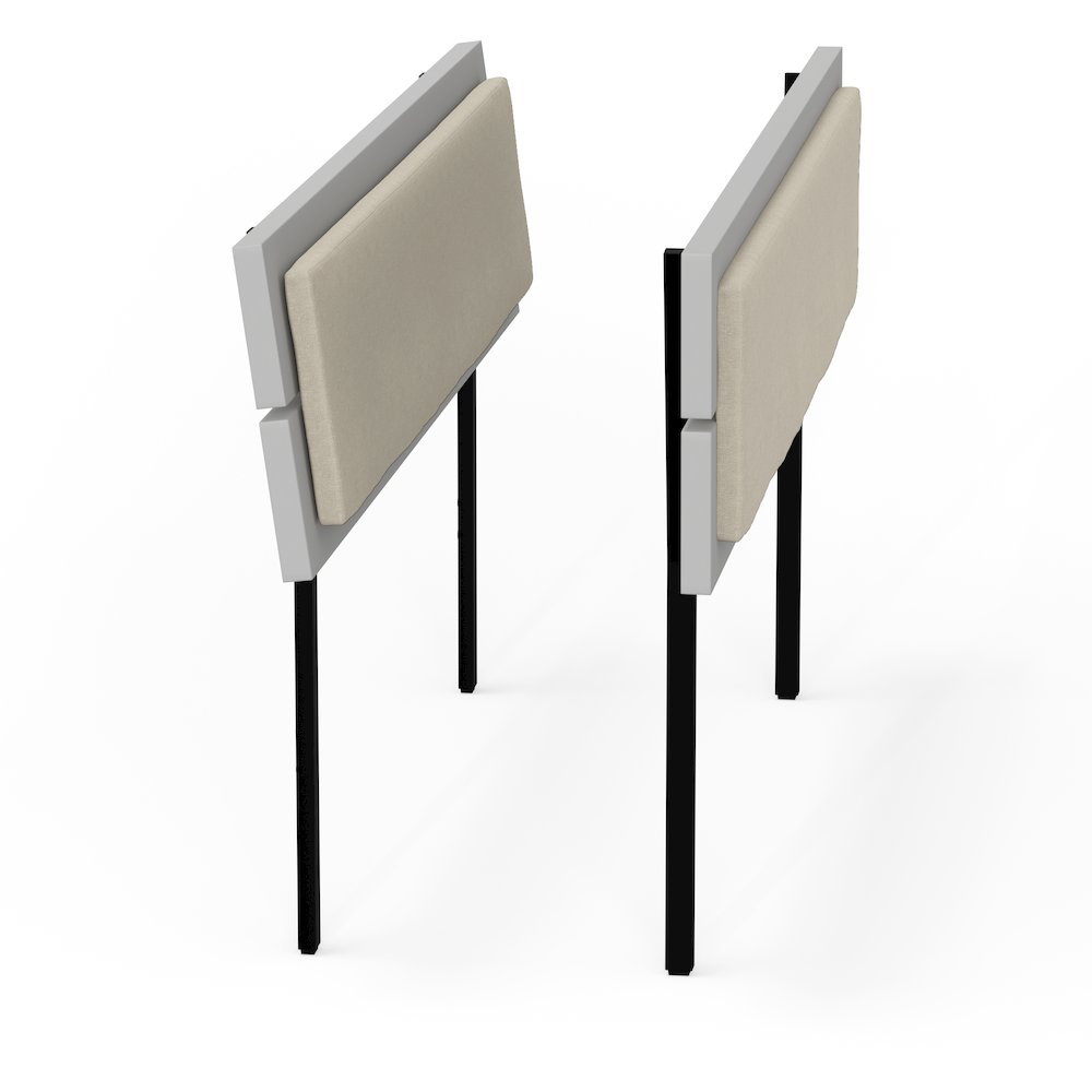 Benoni Full Wooden Bed with Taupe Cushion White