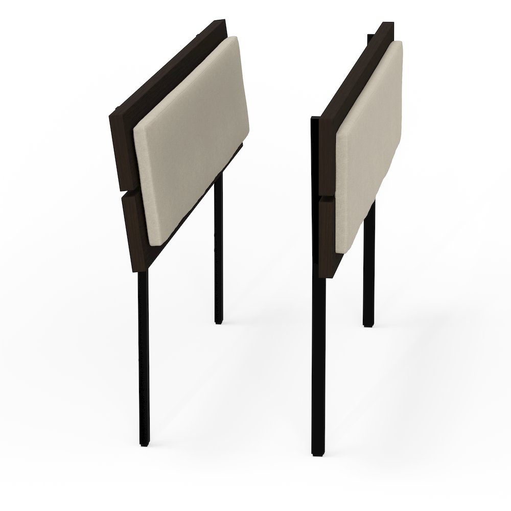 Benoni Twin Wooden Bed with Taupe Cushion Walnut