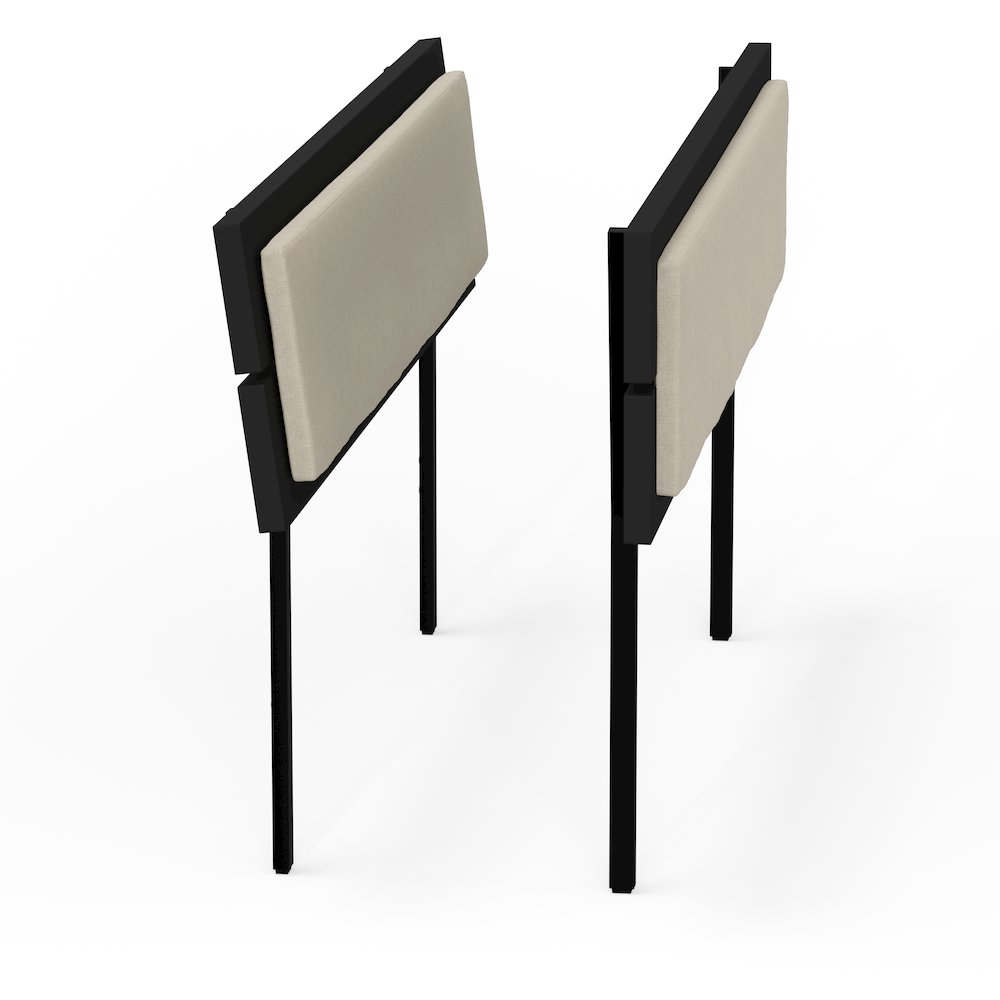 Benoni Twin Wooden Bed with Taupe Cushion Black