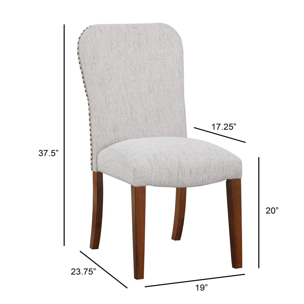 Salina Sea Oat Dining Chair in Performance Fabric with Nail Heads – set of 2