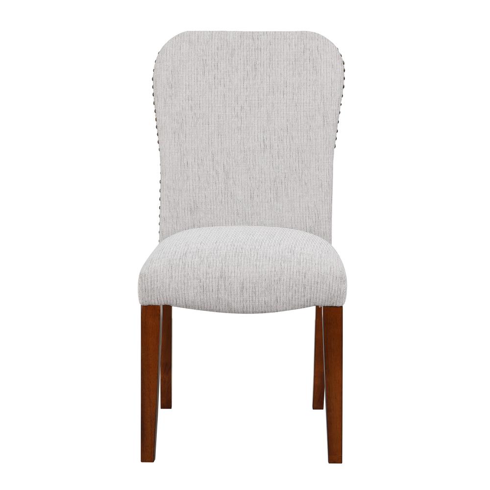 Salina Sea Oat Dining Chair in Performance Fabric with Nail Heads – set of 2