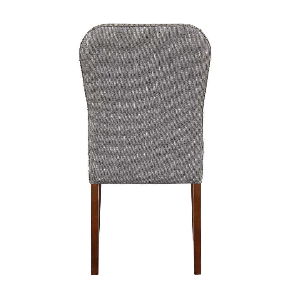 Salina Ashen Grey Dining Chair in Performance Fabric with Nail Heads – set of 2