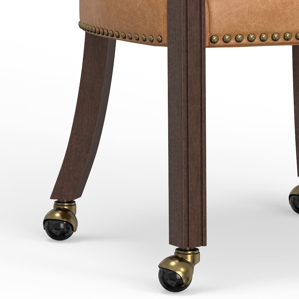 Georgio Dining and Game Chair in Walnut with Saddle Faux Leather