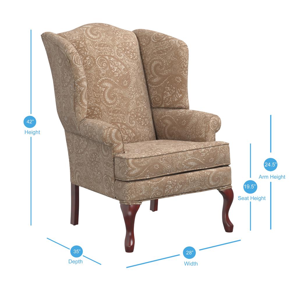 Paisley Cream Wingback Chair