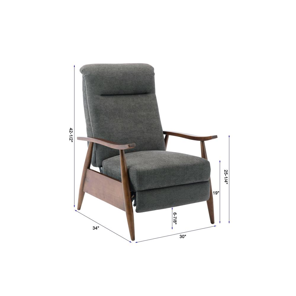 Soren Wood Arm Push Back Recliner – Charcoal