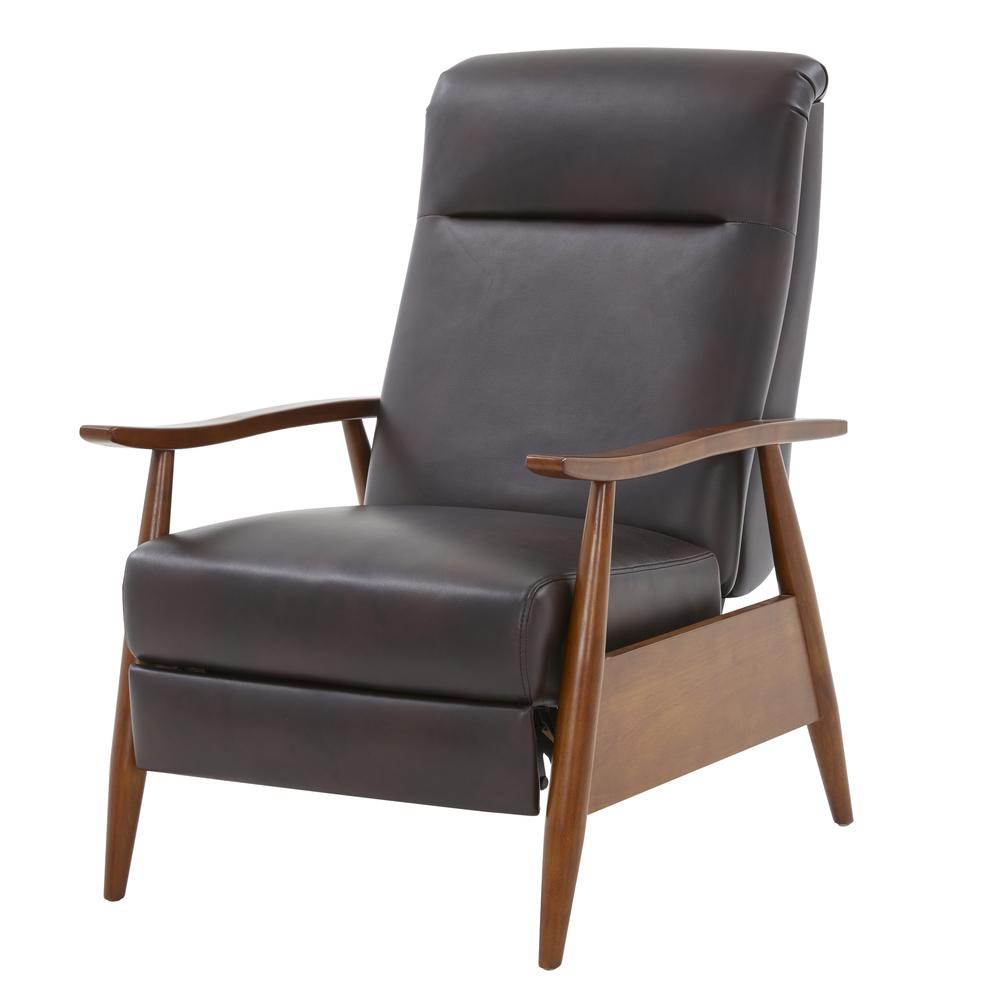 Solaris Wood Arm Push Back Recliner – Burnished Brown