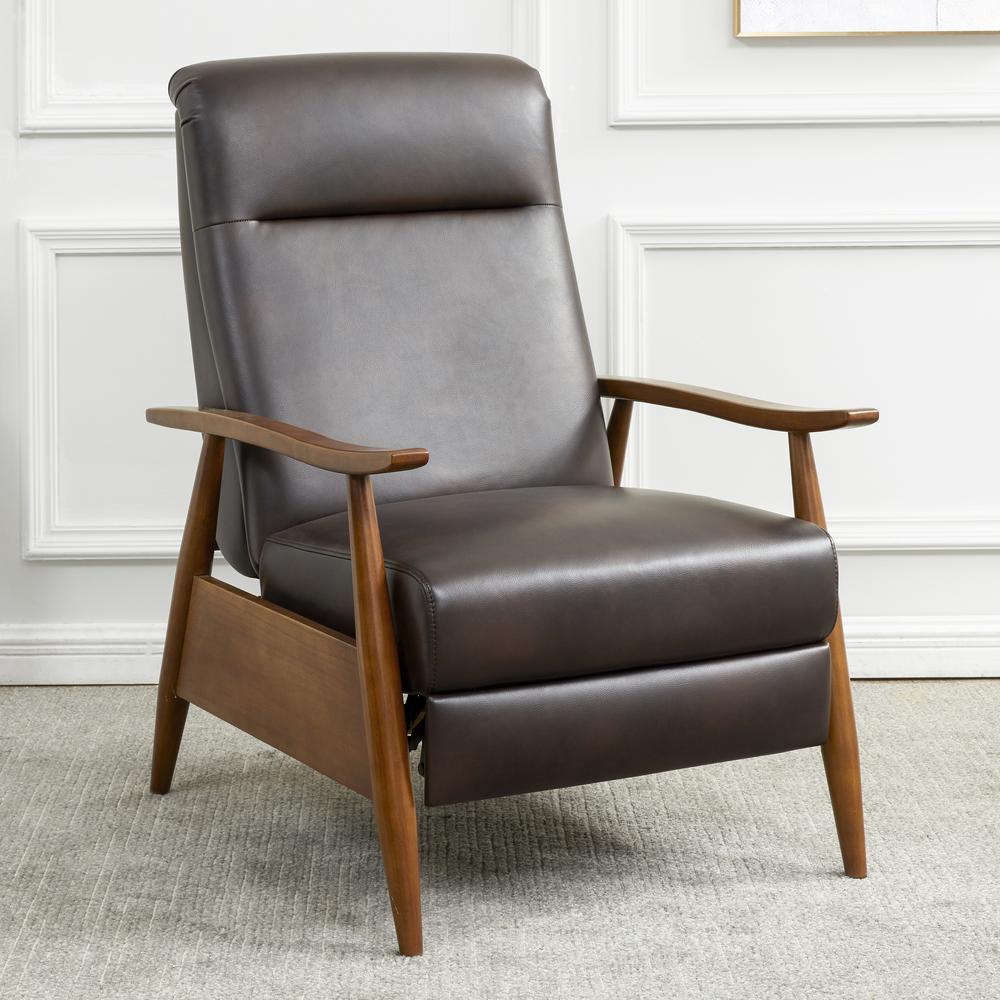 Solaris Wood Arm Push Back Recliner – Burnished Brown