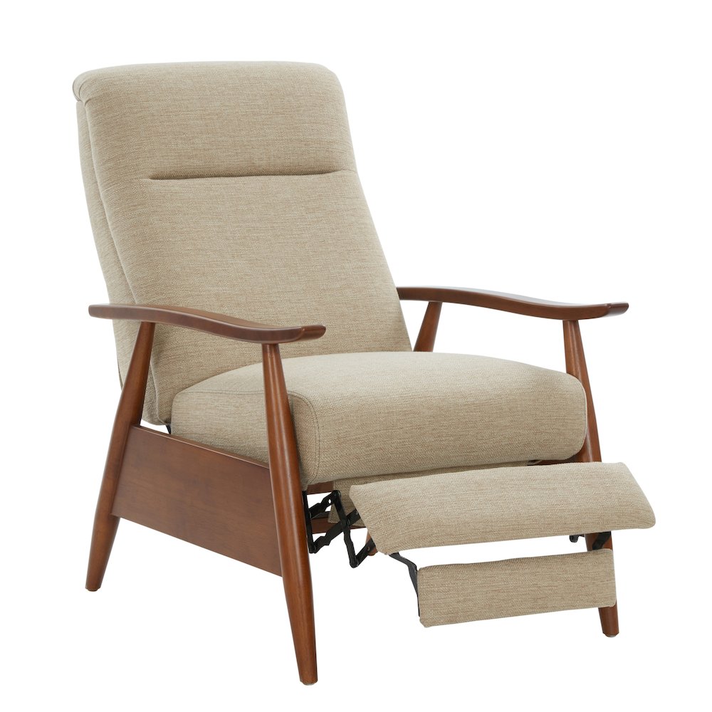 Terni Wood Arm Push Back Recliner in Performance Fabric – Rawhide