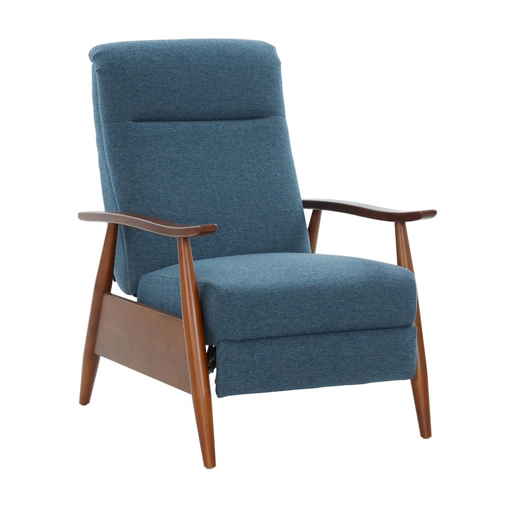 Terni Wood Arm Push Back Recliner in Performance Fabric – Denim