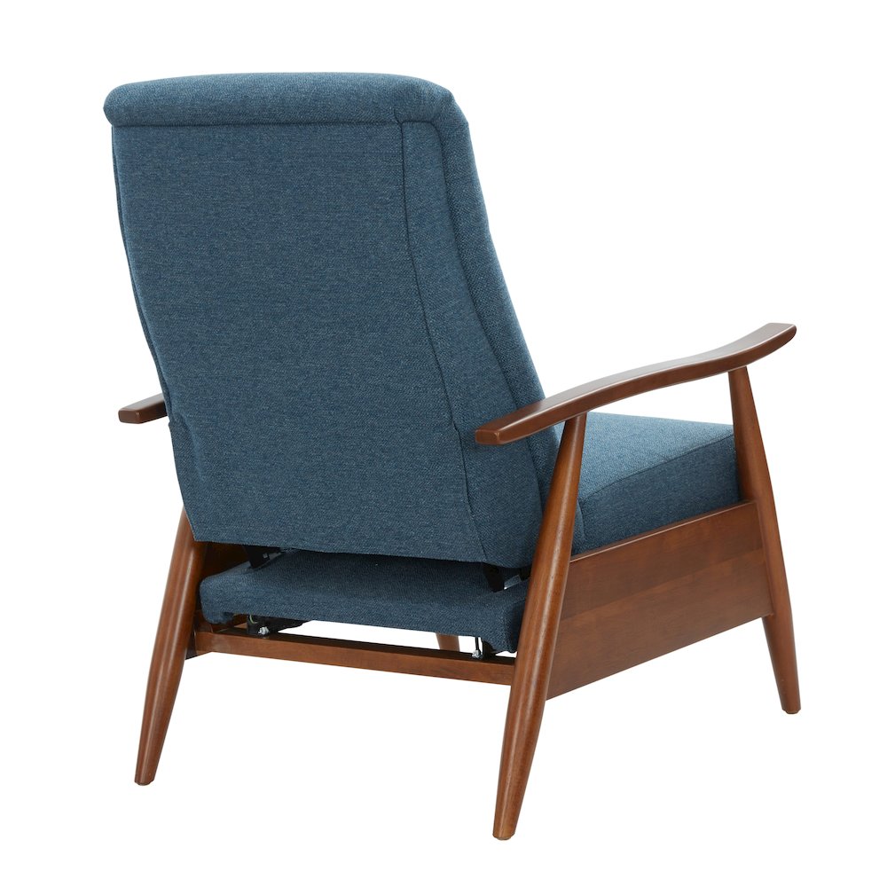 Terni Wood Arm Push Back Recliner in Performance Fabric – Denim