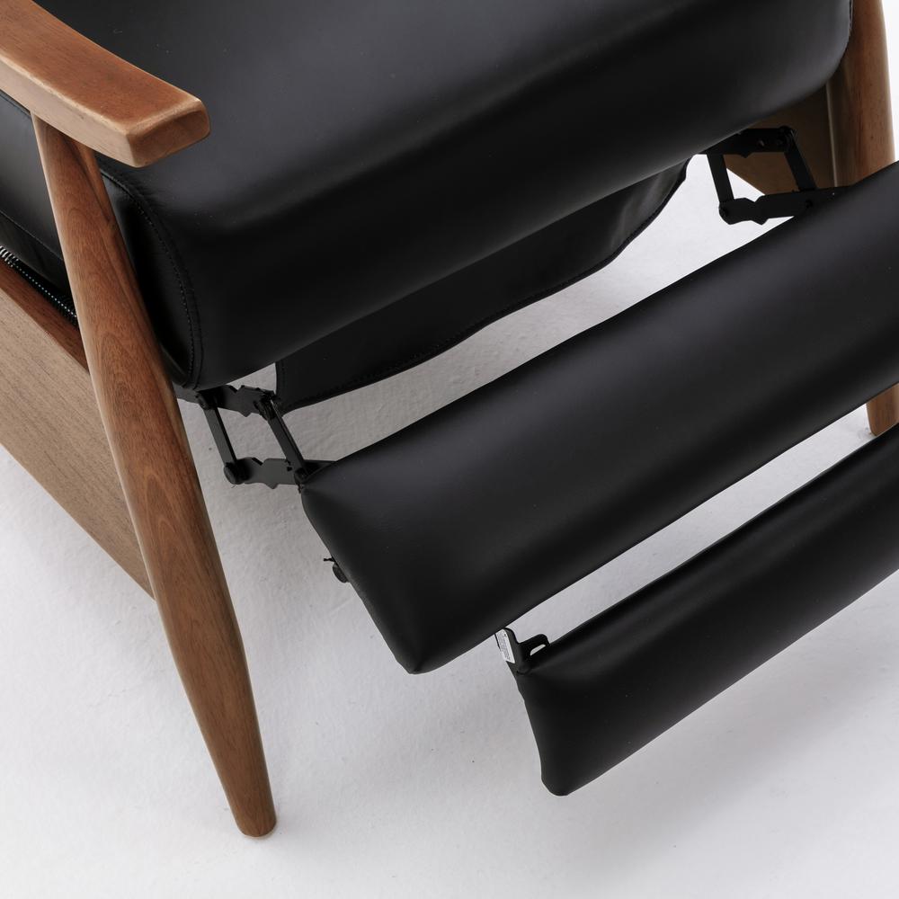 Fairview Leather Wood Arm Push Back Recliner – Black