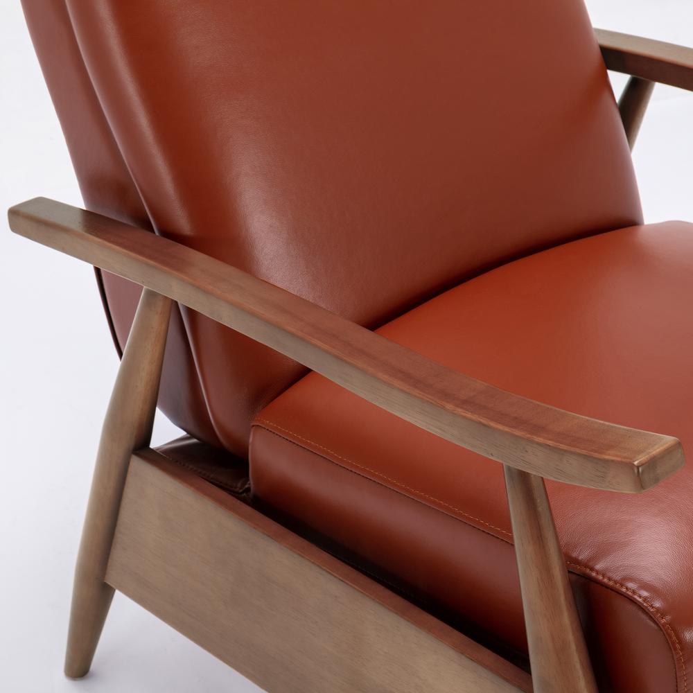 Fairview Leather Wood Arm Push Back Recliner – Caramel