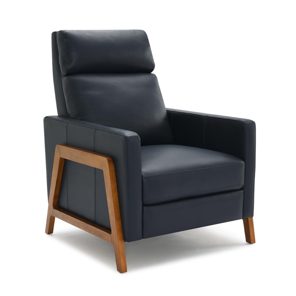 Reed Leather Push Back Recliner – Midnight Blue