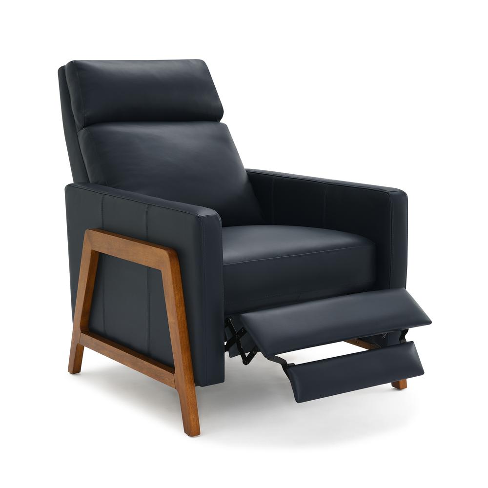 Reed Leather Push Back Recliner – Midnight Blue