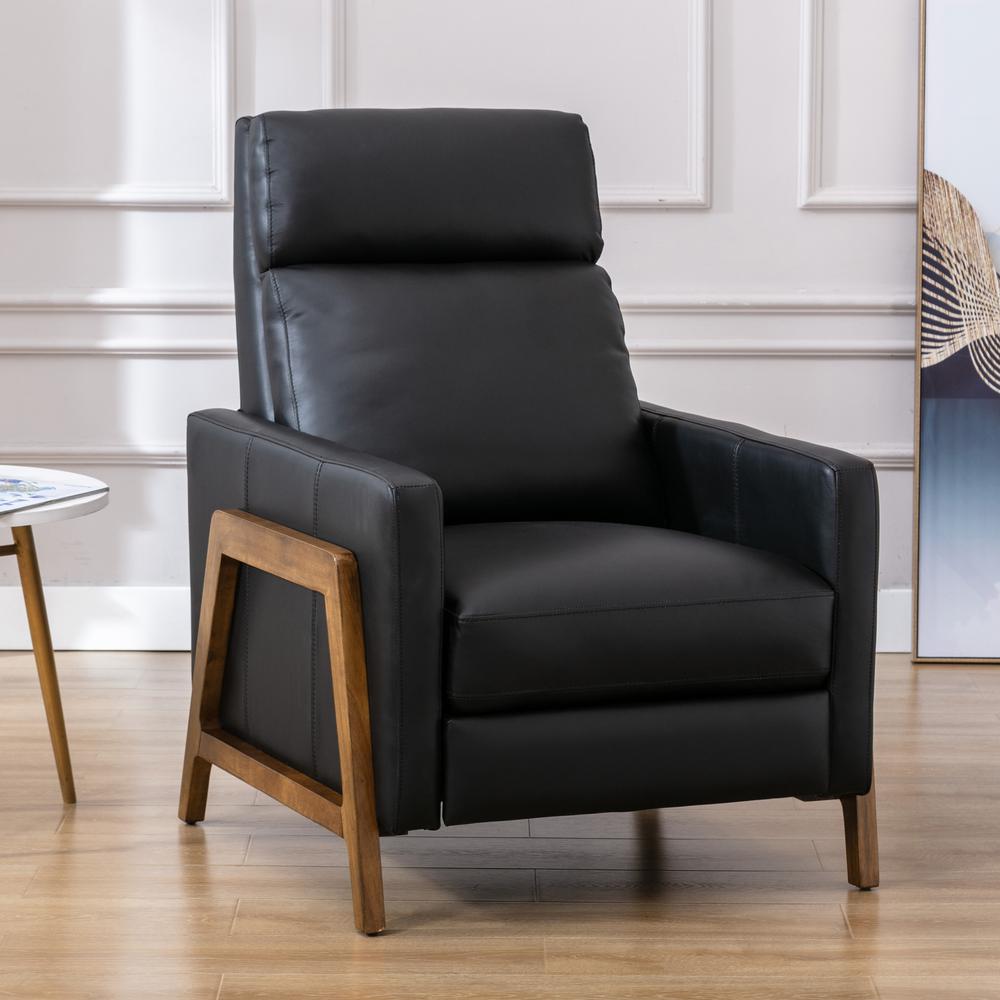 Reed Leather Push Back Recliner – Black