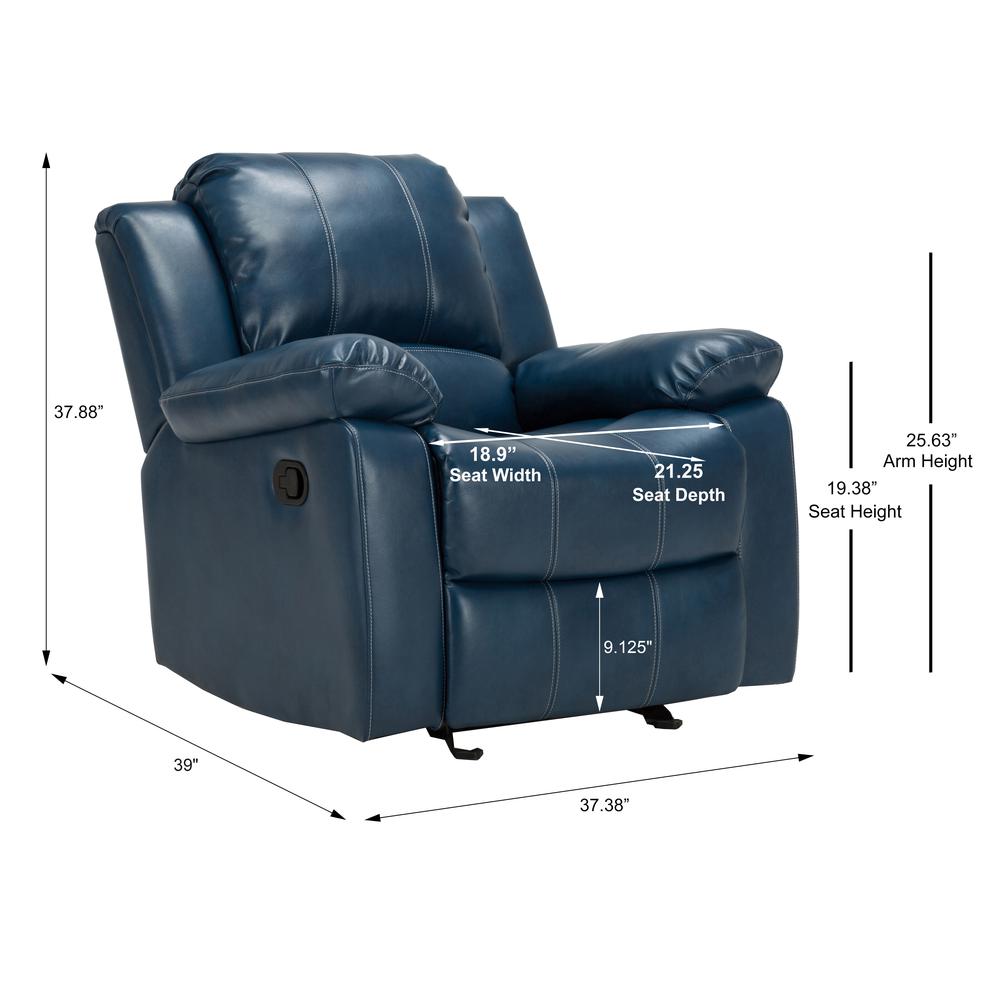 Clifton Navy Blue Leather Gel Glider Rocker Recliner