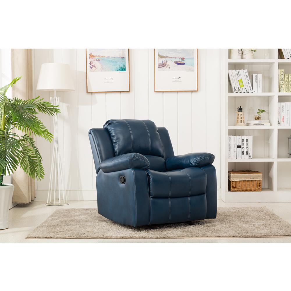 Clifton Navy Blue Leather Gel Glider Rocker Recliner