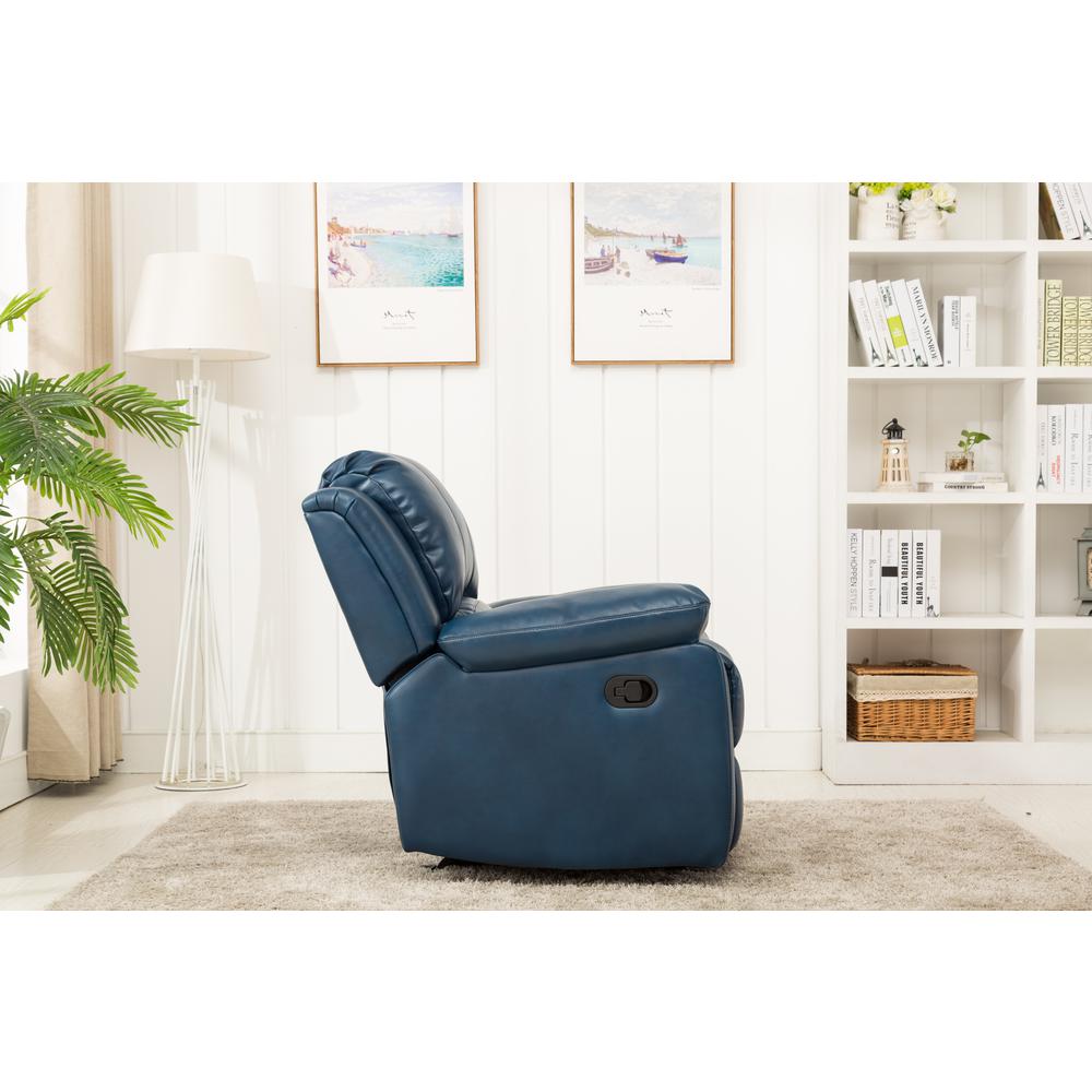 Clifton Navy Blue Leather Gel Glider Rocker Recliner