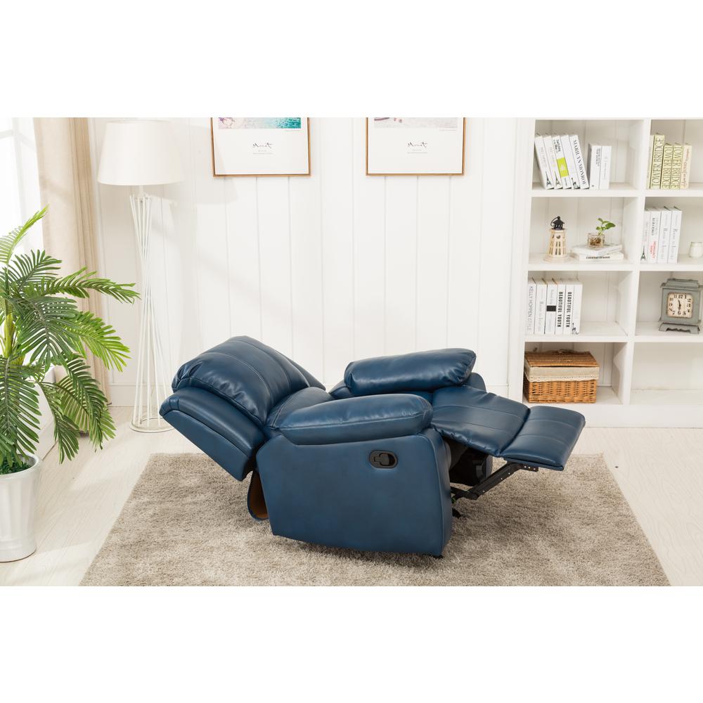 Clifton Navy Blue Leather Gel Glider Rocker Recliner