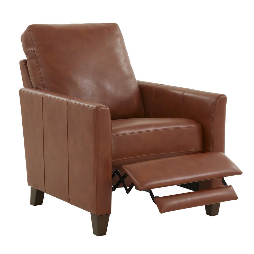 Penny Caramel Faux Leather Modern Recliner