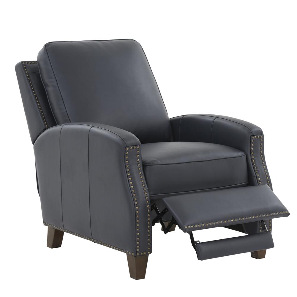James Midnight Blue Faux Leather Push Back Recliner